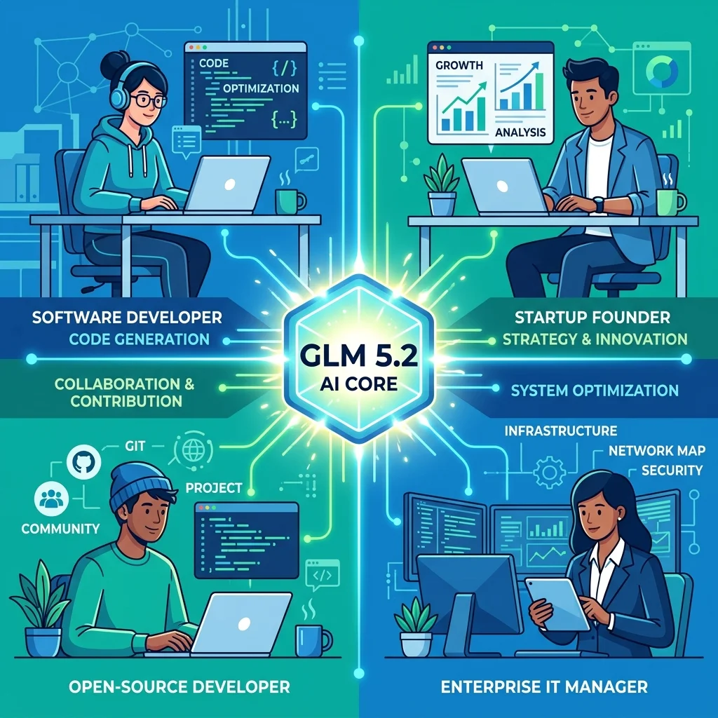 GLM 5.2 AI model users including developers startups and enterprise IT managers 2026