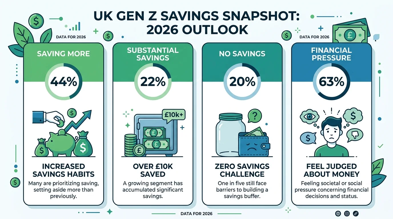 Gen Z money habits UK 2026 savings statistics infographic