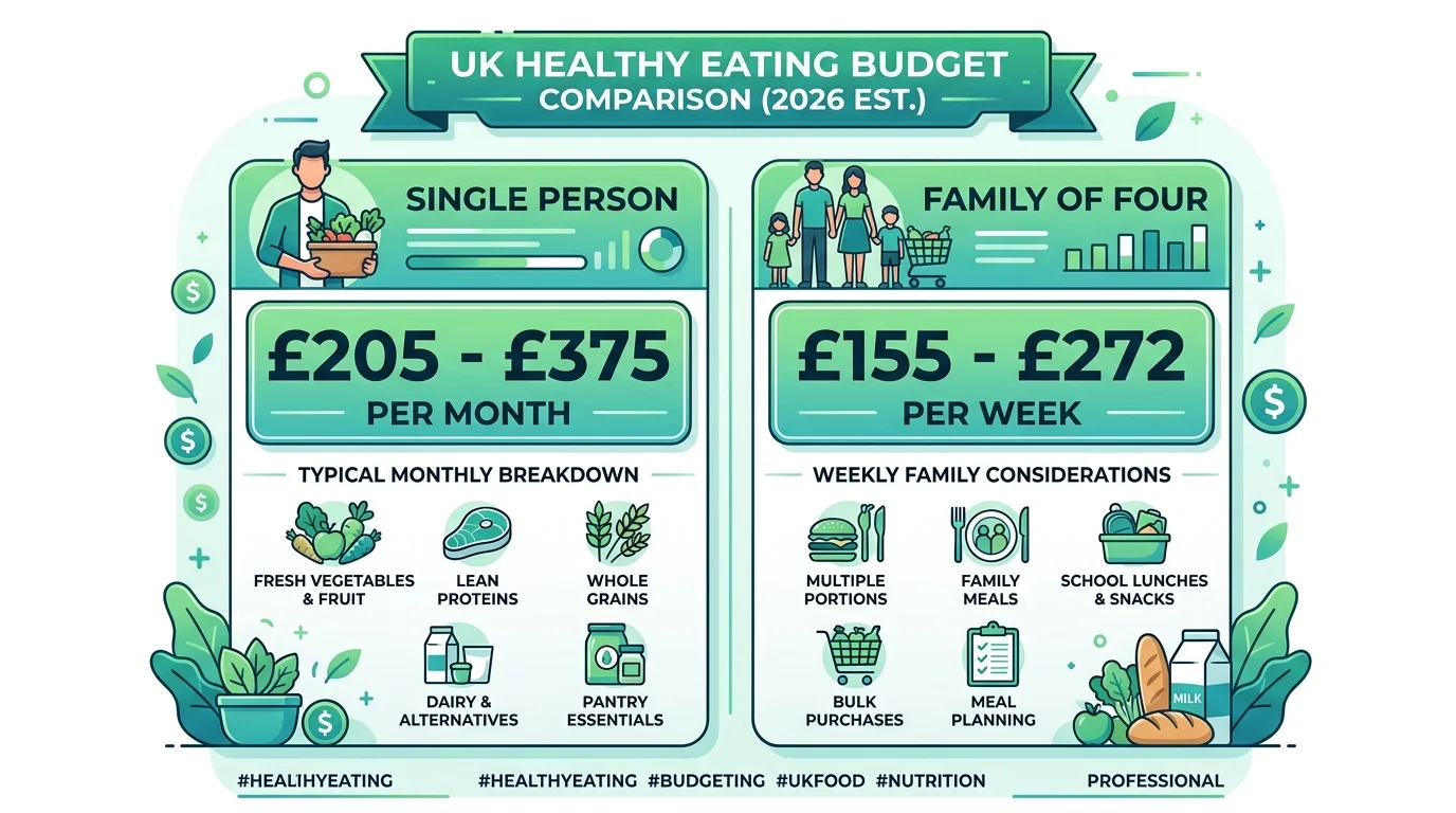 UK healthy eating budget cost comparison infographic 2026